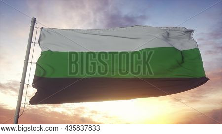 Neutrois Pride Flag Waving In The Wind, Sky And Sun Background. 3d Rendering