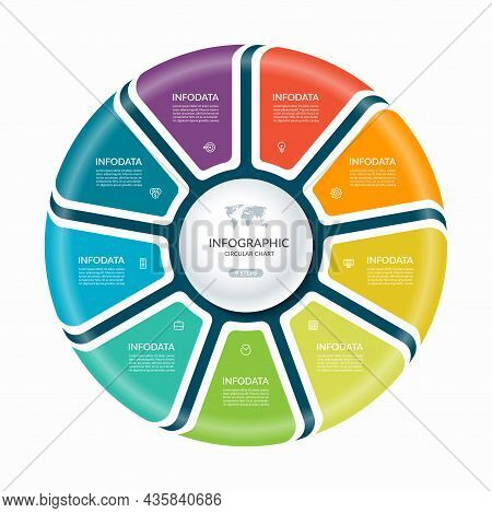 Infographic Circle With 9 Steps, Parts. Vector Process Chart, Cycle Diagram.