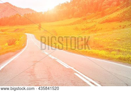 Vacation Roadtrip Landscape. Russian Altai Mountains. Multa Region. Holiday At Home. Staycation Conc