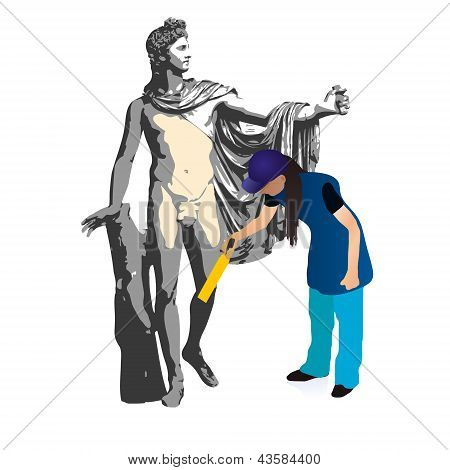 Bůh Apollo a žena Cleaner.eps