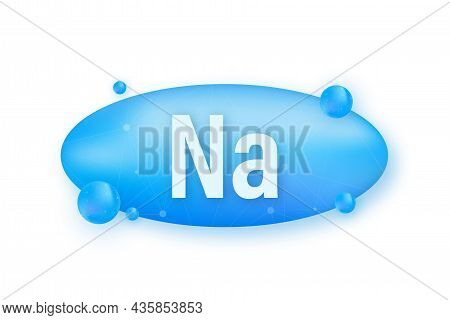 Na, Natrium Blue Shining Pill Capsule Icon. Vector Stock Illustration