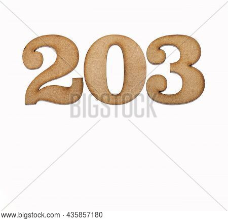 Number 203 - Piece Of Wood Isolated On White Background
