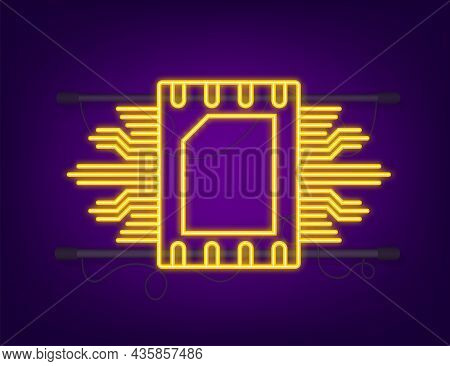 Esim Embedded Sim Card Icon Symbol Concept. New Chip Mobile Cellular Communication Technology. Neon 