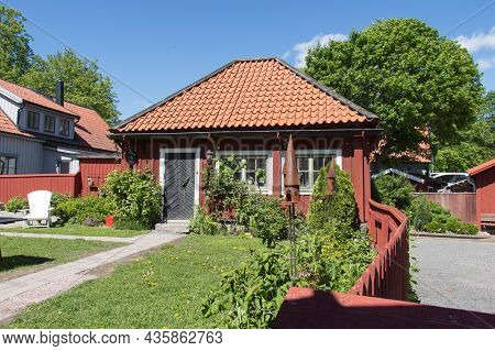 Sweden, Sigtuna - May 31 2019: The View Of A Typical House In A Sunny Day On May 31 2019 In Sigtuna,