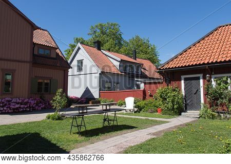 Sweden, Sigtuna - May 31 2019: The View Of A Typical House In A Sunny Day On May 31 2019 In Sigtuna,