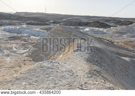 Beautiful Lunar Landscape. Wight And Smooth Hills In Various Shapes In A Desert Landscape. The Whiti
