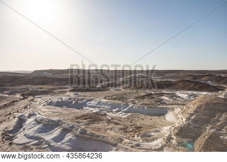 Beautiful Lunar Landscape. Wight And Smooth Hills In Various Shapes In A Desert Landscape. The Whiti