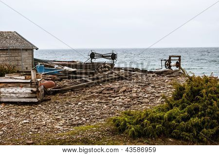 Stoneshouses on beach