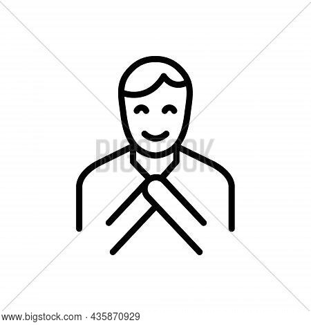 Black Line Icon For Pleased Happy Blissful Blithesome Exultant Fain