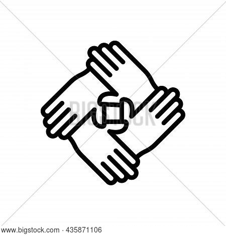 Black Line Icon For With  Among Teamwise Support Community Friend Together