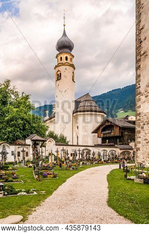 San Candido,italy - July 13,2021 - Church San Michele In San Candido. San Candido Is Located In The 