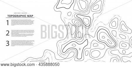 Topographic Map Abstract Background. Outline Cartography Landscape. Topographic Relief Map On White 