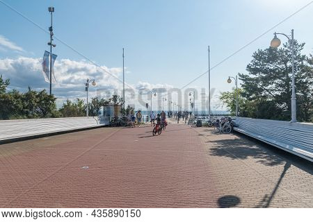 Jurata, Poland - July 20, 2021: Jurata Pier. Jurata Is A Popular Polish Seaside Resort.
