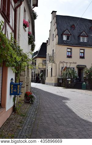 Treis-karden, Germany - 09 21 2021: Street In The Wine Making Village Karden