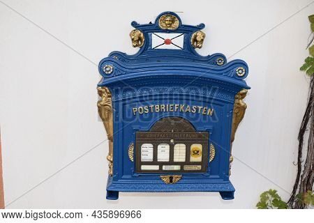 Treis-karden, Germany - 09 21 2021: Old Fashioned Mailbox In Touristic Area