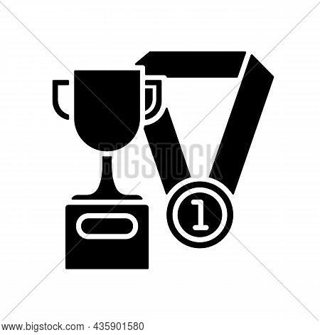 Sports Talent Black Glyph Icon. Athletic Aptitude. Talented Sportsman. Sports Competition Award. Phy