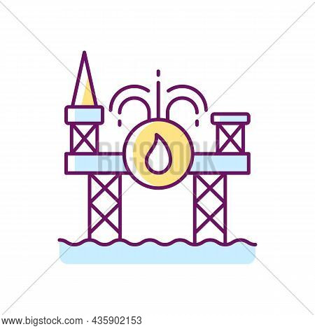 Offshore Drilling Rgb Color Icon. Deep-water Energy Project. Singaporean Shipyard. Offshore Supply V