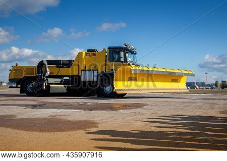 Kyiv, Ukraine - October 29, 2019: Boschung Jetbroom 9600 Snow Removal. Multifunctional Dump Truck Cl