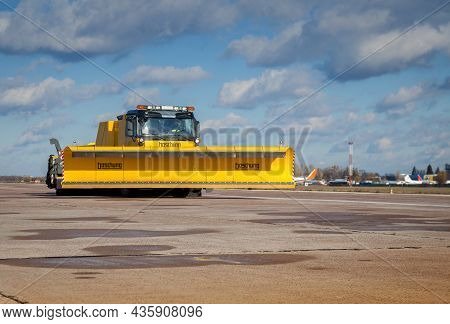 Kyiv, Ukraine - October 29, 2019: Boschung Jetbroom 9600 Snow Removal. Multifunctional Dump Truck Cl