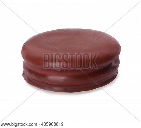 Delicious Choco Pie Isolated On White. Classic Snack Cake