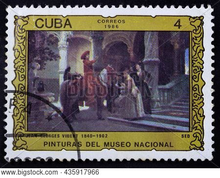 Republic Of Cuba - Circa 1986: Postage Stamp 'thirst By Jehan Georges Vibert' Printed In Republic Of