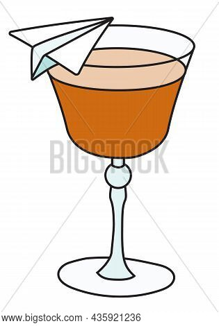 Paper Plane Classic New Era Cocktail In Specific Glass. Bourbon Whiskey And Aperol Based Drink Decor