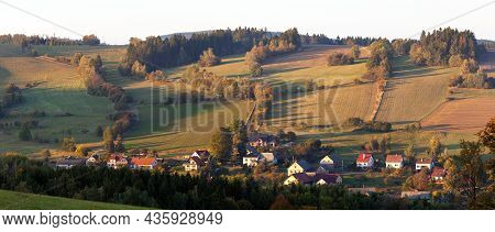 Autumn View From Bohemian And Moravian Highland, Vecov Village, Zdarske Vrchy,  Czech Republic
