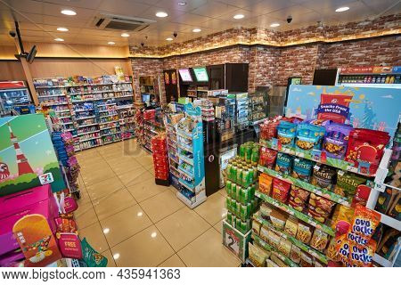 SINGAPORE - CIRCA JANUARY, 2020: interior shot of 7-eleven convenience store in Singapore.
