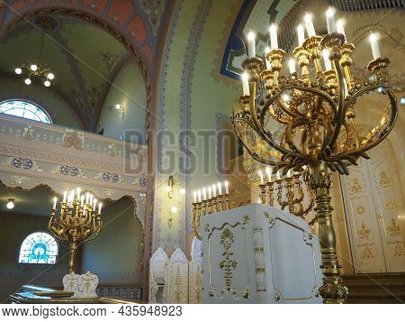 Bima, An Elevation, Usually In The Center Of The Synagogue, Where There Is A Special Table For Publi