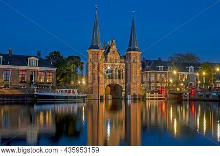 The watergate in Sneek in Friesland the Netherlands at night