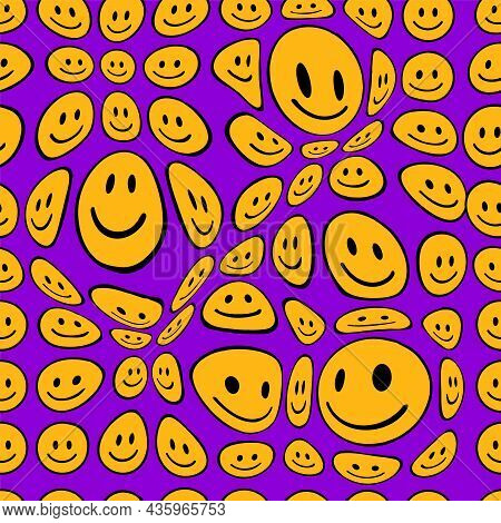 Funny Melt Smile Faces Seamless Pattern.vector Hand Drawn Doodle Cartoon Character Illustration. Smi