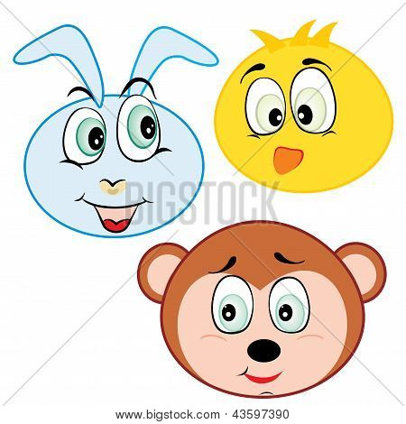 cute cartoon dierlijke hoofd pictogrammen