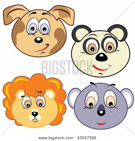 cute cartoon dierlijke hoofd pictogrammen