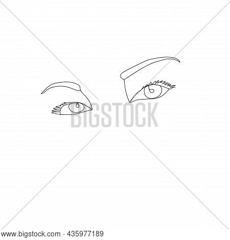 One Continuous Line Drawing Of Woman Eyes Minimalistic Linear Sketch With Abstract Shapes. Moden Sty