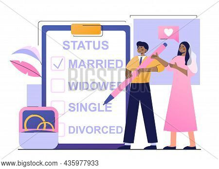 Marital Status Of Couple. Questionnaire For Obtaining Information About Relationships. International