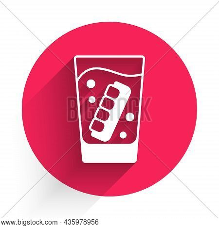White False Jaw In Glass Icon Isolated With Long Shadow. Dental Jaw Or Dentures, False Teeth With In