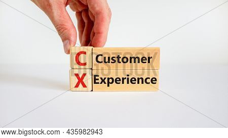 Cx Customer Experience Symbol. Concept Words 'cx Customer Experience' On Wooden Blocks On White Tabl