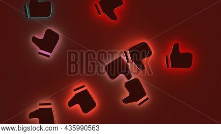 Falling 3d Thumbs Up On Isolated Background. Design. Few Fingers Fall Up And Crumble On Background. 