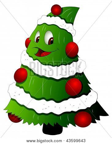 Cartoon Christmas Tree Character - Vector Illustration