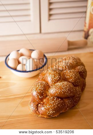 Challah and eggs