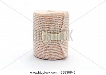 Elastic ACE compression bandage warp unwrapped, isolated