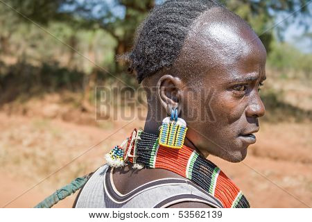 Closeup Of Man Of The Ethnic Hamer-banna Group, Ethiopia, Africa