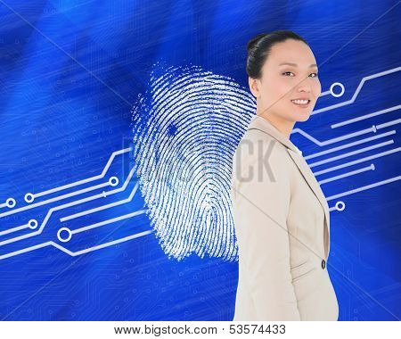 Composite image of smiling asian businesswoman