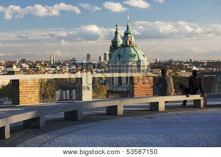 Czech republic prague - Saint Nicolas church and rooftops of Lesser Town