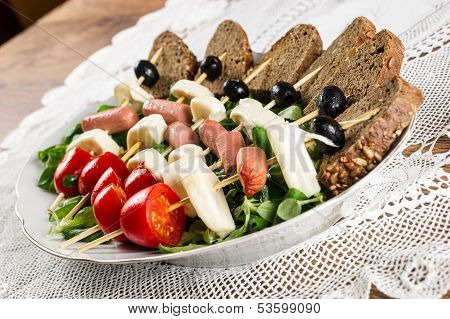 Fresh Italian Cheese And Vegetables With Bread