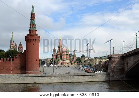 Moscow, View Of The Kremlin And St. Basil's Cathedral