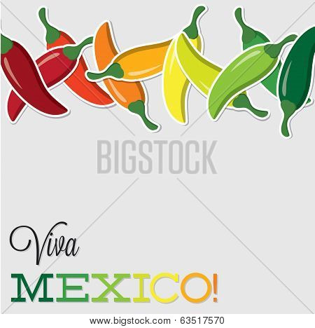 Viva Mexico Chilli Card In Vector Format.