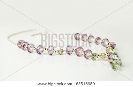 Necklace Made Of Transparent Amethyst And Prasiolite