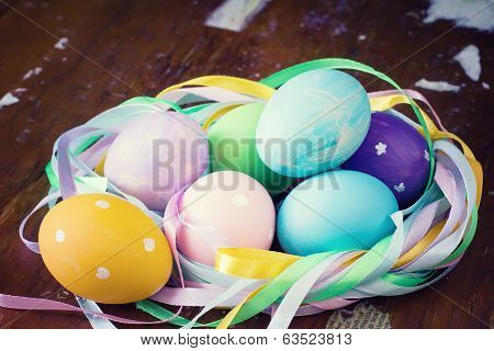 Colourful Easter Decorated Eggs