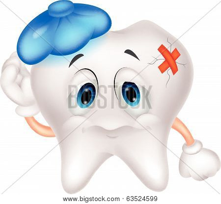 Sick tooth cartoon